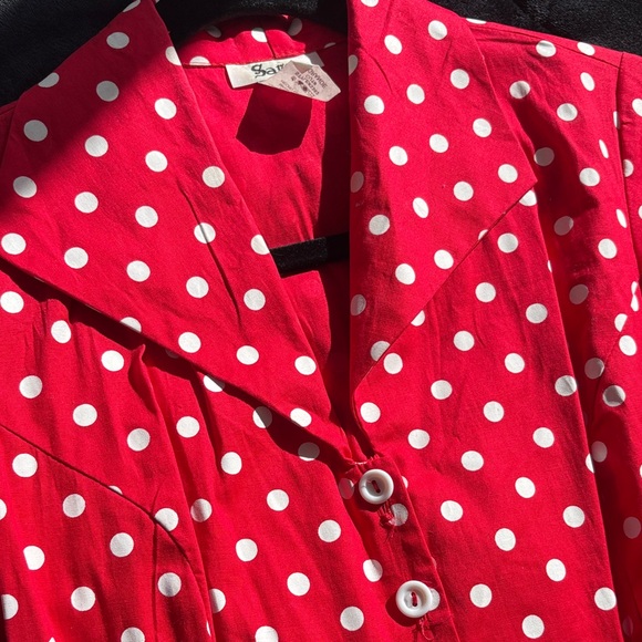 Sara Vibrant Red A-Line Skirt with Dots - Picture 9 of 10